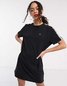 Черное платье-футболка с фирменной тесьмой Tommy Jeans-Черный