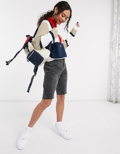 Свитшот с разноцветными вставками колор блок и воротом на молнии Tommy Jeans-Мульти