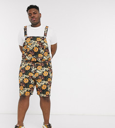 Джинсовый комбинезон-шорты с цветочным принтом ASOS DESIGN Plus-Мульти