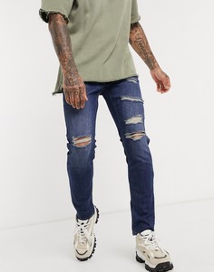 Темные рваные джинсы скинни ASOS DESIGN-Синий