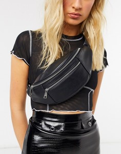 Черная сумка-кошелек на пояс Bershka-Черный