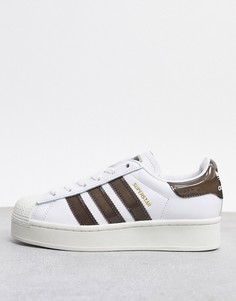 Бело-коричневые кроссовки с контрастной отделкой adidas Originals Superstar-Белый