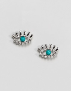Серьги-гвоздики с искусственной бирюзой ASOS-Серебряный