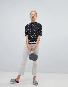 Блузка с принтом роз Fashion Union-Черный