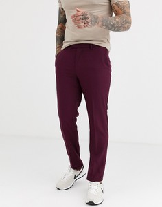 Темно-бордовые строгие облегающие брюки ASOS DESIGN-Красный