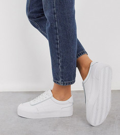 Белые кожаные кроссовки на массивной подошве для широкой стопы ASOS DESIGN-Белый