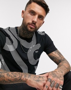 Черная футболка с меняющим на солнце цвет принтом на груди BOSS Athleisure-Черный