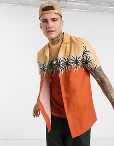 Свободная рубашка от комплекта с пальмой на груди ASOS DESIGN-Оранжевый