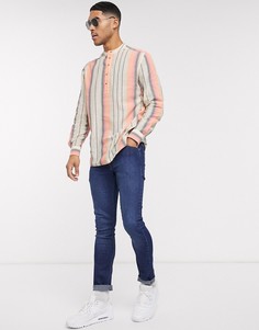 Винтажная рубашка классического кроя в полоску с воротником на пуговицах ASOS DESIGN-Оранжевый