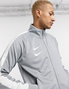 Серая олимпийка с логотипом-галочкой Nike-Серый