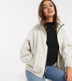 Льняной oversized-бомбер кремового цвета ASOS DESIGN Petite-Кремовый