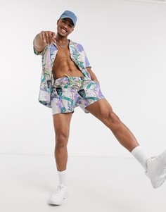 Короткие шорты для плавания от комплекта с принтом ASOS DESIGN-Черный