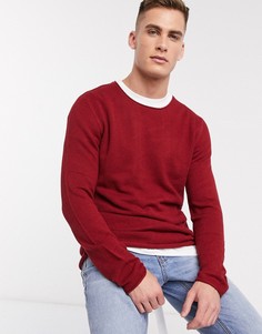 Трикотажный джемпер с круглым вырезом Selected Homme-Красный