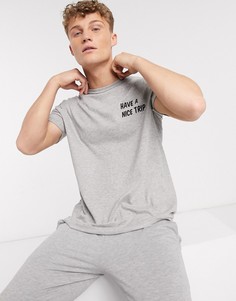 Футболка с надписью "Have a nice trip" Brave Soul-Серый