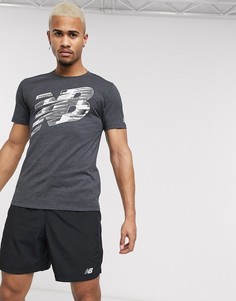 Черная футболка для бега с логотипом New Balance-Черный