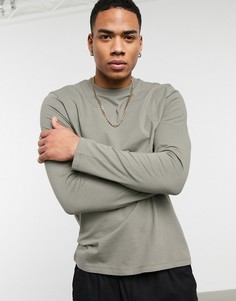 Зеленый лонгслив с круглым вырезом ASOS DESIGN
