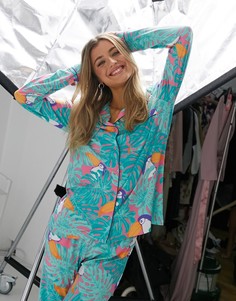 Пижама с брюками и принтом туканов Chelsea Peers-Мульти