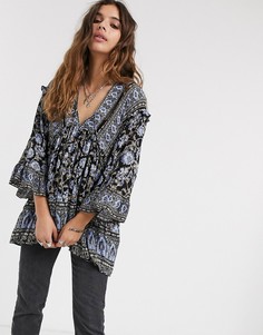 Топ с принтом Free People-Черный