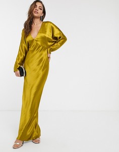 Платье макси оливкового цвета с рукавами "летучая мышь" ASOS DESIGN-Зеленый