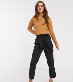 Черные брюки с поясом New Look Petite-Черный