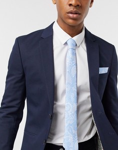 Набор из галстука с цветочным принтом и платка для нагрудного кармана Twisted Tailor-Синий