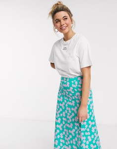 Белая футболка с надписью Monki-Белый