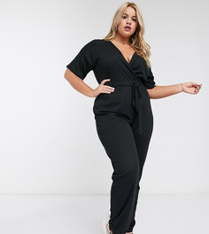 Черный комбинезон с запахом Missguided Plus
