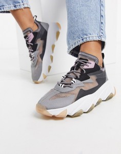 Серо-розовые кеды на массивной подошве из ткани рипстоп со вставками Ash-Серый