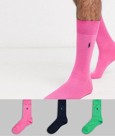3 пары носков розового, зеленого и темно-синего цветов Polo Ralph Lauren-Темно-синий