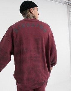 Бордовый oversized-свитшот с принтом от комплекта ASOS DESIGN-Красный