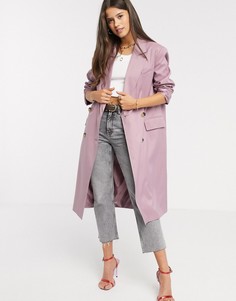 Розово-лиловое креповое пальто классического кроя ASOS DESIGN-Фиолетовый