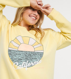 Oversized-свитшот с надписью "california" и принтом Daisy Street Plus-Желтый
