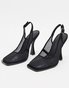 Черные босоножки на каблуке с квадратным носком ASOS DESIGN-Черный