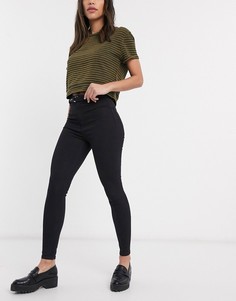 Черные брюки скинни с поясом Bershka-Черный