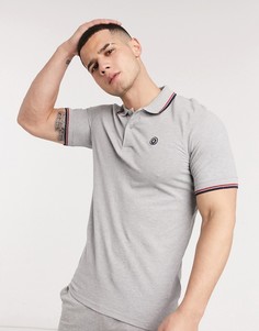 Светло-серое поло зауженного кроя с логотипом Jack & Jones Essentials-Серый