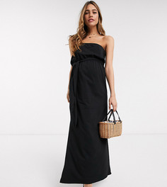 Черное платье-бандо макси с поясом ASOS DESIGN Maternity-Черный