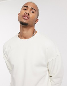 Светлый свитшот с круглым вырезом и заниженной линией плеч Jack & Jones Originals-Белый