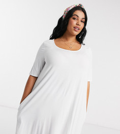Белое свободное платье-футболка ASOS DESIGN Curve-Белый
