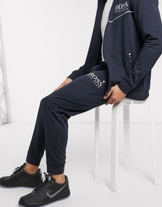 Темно-синие джоггеры от комплекта с логотипом и кромкой манжетом BOSS bodywear-Темно-синий