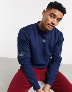 Темно-синий свитшот с логотипом-трилистником adidas Originals