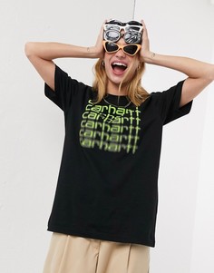 Oversized-футболка с повторяющимся логотипом Carhartt WIP-Черный