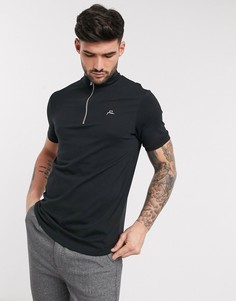 Черное поло на молнии с логотипом Jack & Jones Premium-Черный