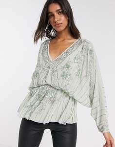 Топ с цветочной аппликацией и v-образным вырезом ASOS DESIGN-Мульти