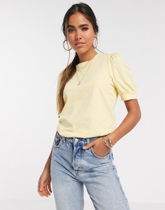 Желтая футболка из 100% хлопка с объемными рукавами Vero Moda-Желтый