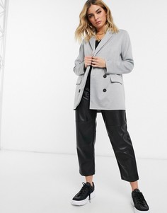 Трикотажный пиджак в винтажном стиле ASOS DESIGN-Серый