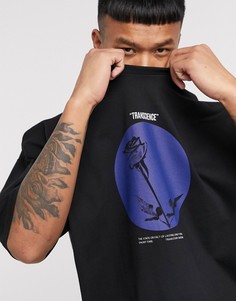 Черная oversized-футболка с контрастным принтом ASOS DESIGN-Черный