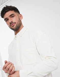 Свободная вельветовая рубашка в стиле 90-х светло-бежевого цвета ASOS DESIGN-Белый