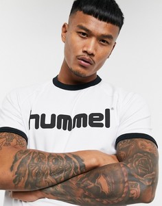 Белая футболка с принтом на груди Hummel-Белый