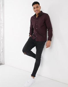 Бордовая оксфордская рубашка с длинными рукавами Burton Menswear-Красный