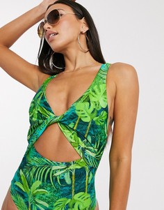Купальник с пальмовым принтом ASOS DESIGN tall-Мульти
